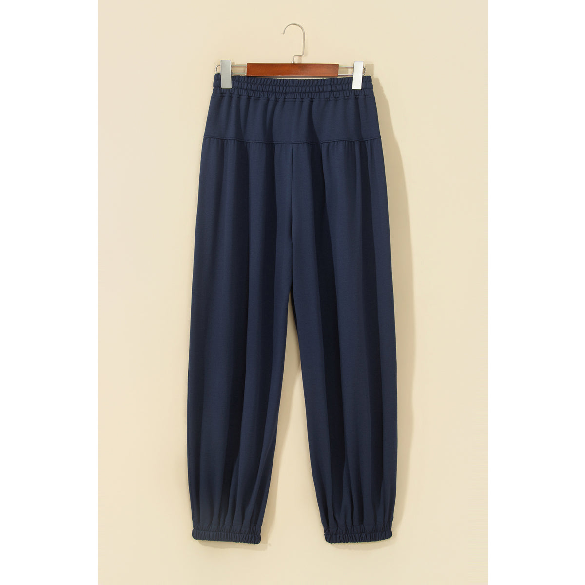 Pantaloni casual lunghi blu slavato con coulisse — vista posteriore