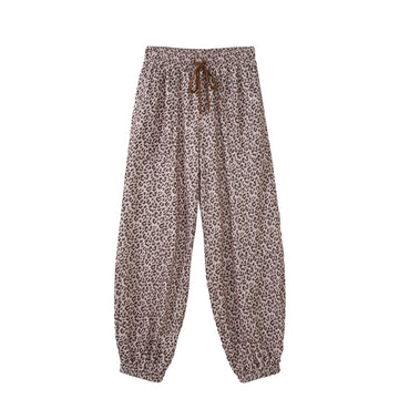 Pantaloni kaki leopardati alla caviglia con coulisse — vista frontale