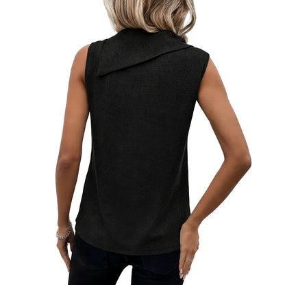 Women's Asymmetrical Cowl Neck Slim Fit Tank Top