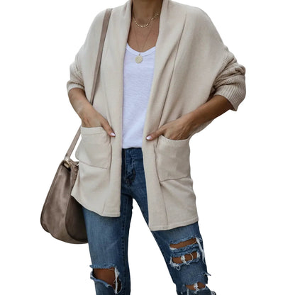 Women's Bat Sleeve Thick Knit Open-Front Cardigan Sweater