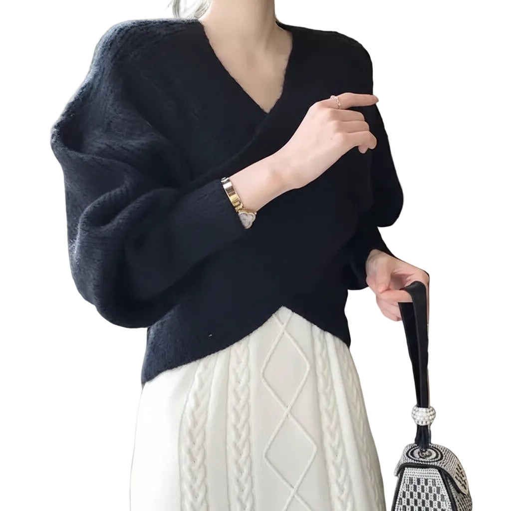 Women's Batwing Sleeve Relaxed Knit Pullover Sweater