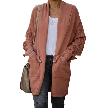 Women's Bat Sleeve Thick Knit Open-Front Cardigan Sweater