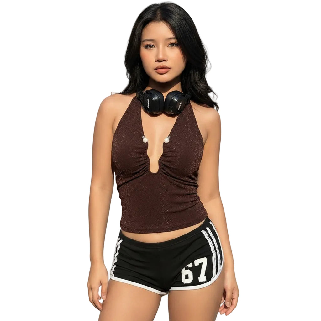Women's Lace-Up Halter Neck Slim Fit Tank Top
