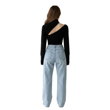 Women's Off-Shoulder Hollow-Knit Stretch Pullover Sweater